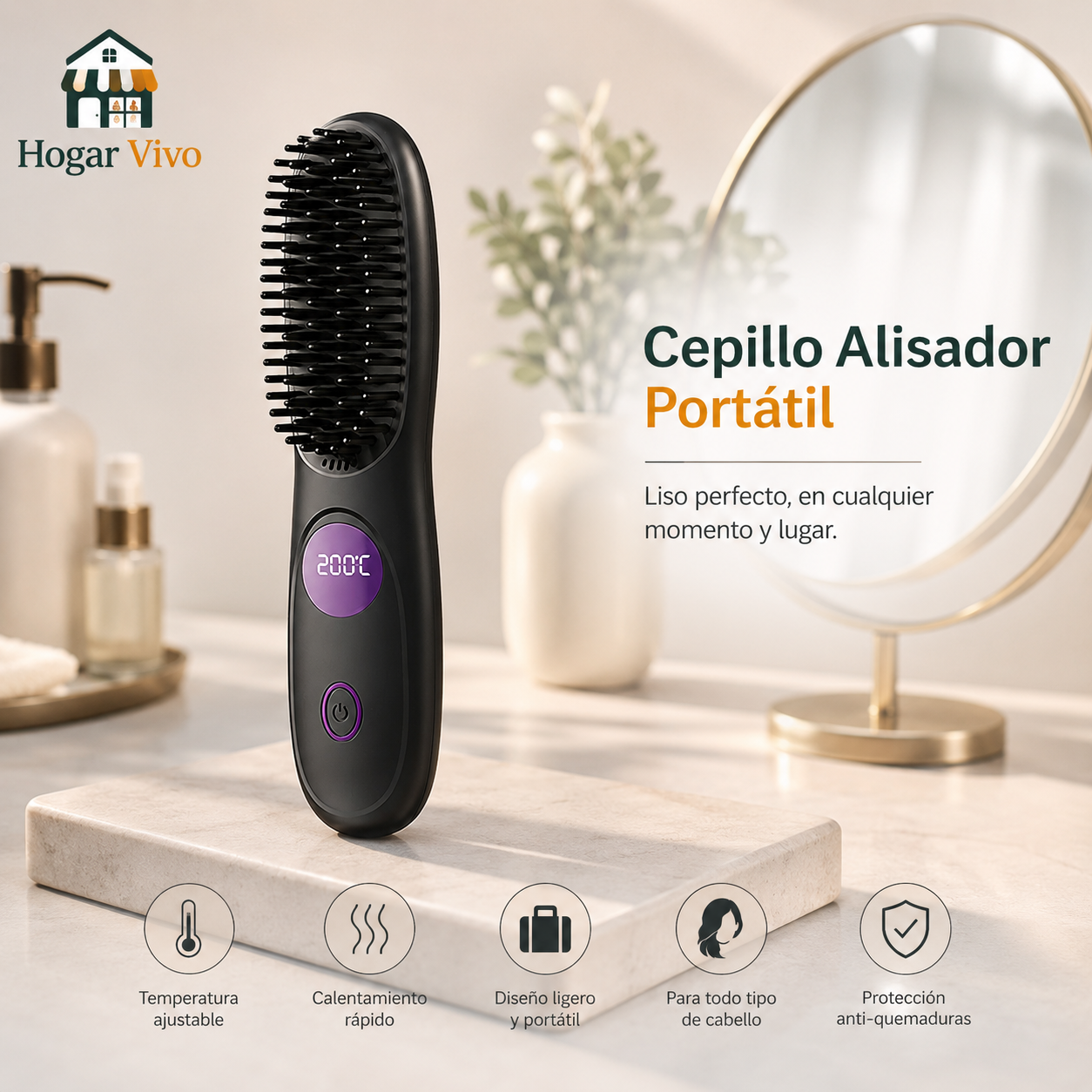 Cepillo Alisador Portátil USB
