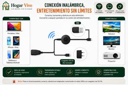 Adaptador Chromecast inalámbrico para TV